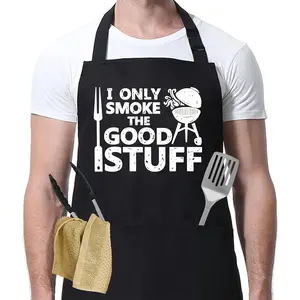 Funny Aprons for Men, Dad, Husband, Christmas Day Grilling Gifts for Papa, Funny Dad Gifts, Cool Birthday Gifts for Him Brother Boyfriend, Kitchen Cooking BBQ Chef Grilling Apron with Pockets