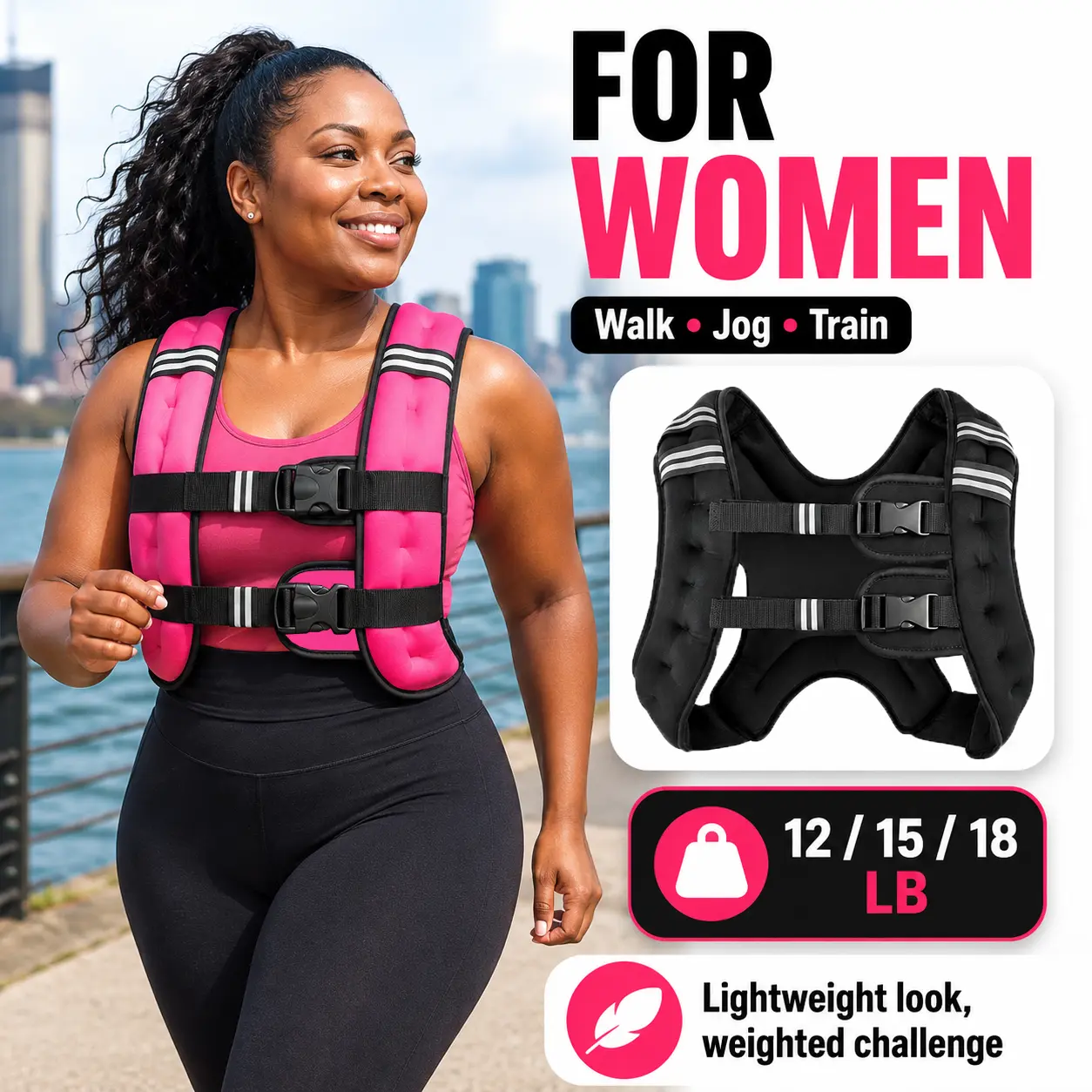 [SummerFinds] Weighted Vest Women Men 10lb/12lb/15lb/18lb Rucking vest&Reflective Stripes&Adjustable Straps|Exercise Equipment & Workout Enhancer for Motivational Walking,Strength Training,Running #TikTokShopDealsforYouDays