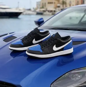 Nike Air Jordan 1 Low Black Royal Toe 553558-042 Mens New