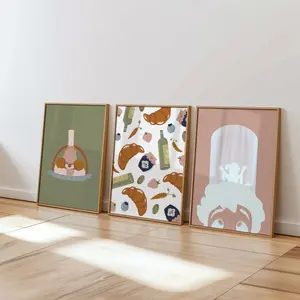 Remy Ratatouille Home Decor Gift, Disney Kitchen Foodie Wall Art, Culinary Art Print, Cooking Poster Set - Set of 3