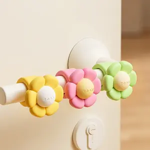 3Pcs Flower Silicone Door Stopper, Anti-Collision Wall Protector, Silent Door Bumper for Door & Window Handle
