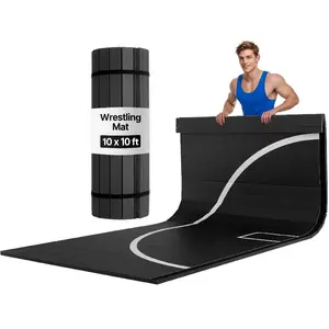 VEVOR 10x5 ft Wrestling Mat, Martial Arts Thick Mat for Home Gym Workouts Exercise, Waterproof PVC Roll-Up Training Mats for Gymnastics, Tatami, Jiu Jitsu BJJ MMA Judo, Boxing, BlackVEVOR Super Brand Day