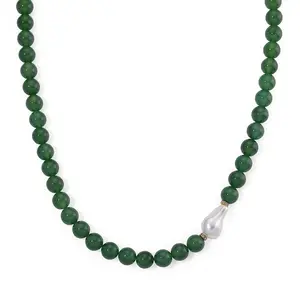Shop LC Onyx  Baroque White Shell Pearl and Cubic Zirconia 405.00 ctw Necklace in ION Plated Yellow Gold Stainless Steel 20 Inches