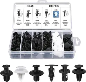 HE26 100 Pcs Bumper Clips Car Clips Plastic Rivets Fasteners Push Retainer Kit with Sizes Auto Push Pin Rivets Set with Fastener Remover Durable Plastic & Metal Components Ergonomic Design Lightweight Strong Essential Tool for Vehicle Maintenance
