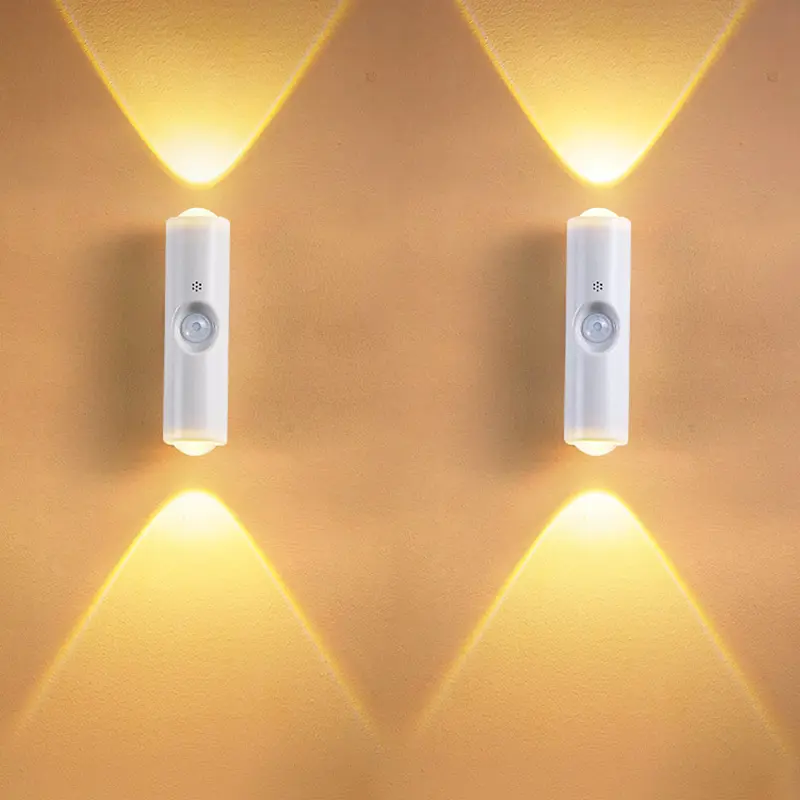 2 Pack LED Motion Sensor Night Light, Magnetic Wall Lamp, 3 Color Changing Cabinet Decor Lights, Rechargeable Kitchen Closet Lighting, Modern Night Lights
