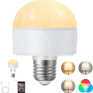 Rechargeable Light Bulbs with Remote, Dimmable Battery Powered Light Bulbs, A19 Standard Size Emergency LED Light Bulbs