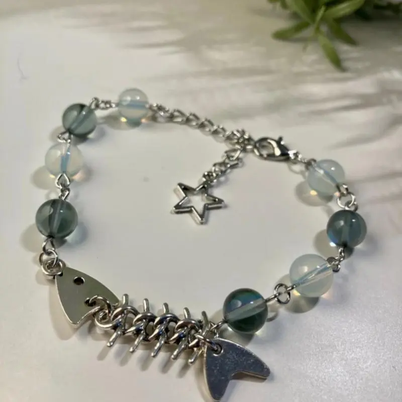 Fishbone Beads Bracelet | Fish Jewelry Gifts | Star & Bead | Cute Minimalist Earrings | Unique Sealife Bracelet | Kawaii Animal