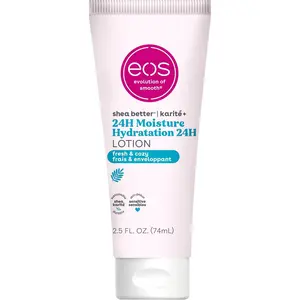 eos 24H Moisture Travel Body Lotion- Fresh & Cozy, Travel Size Essential, Toiletries, Mini Body Lotion, 2.5 fl oz