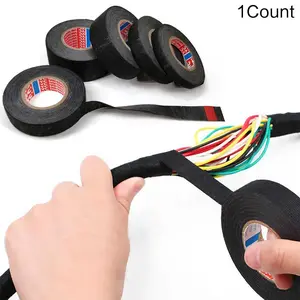 Heat-Resistant Adhesive Cloth Tape, 1 Count Multifunctional Industrial Cable Car Harness Wiring Loom Tape, Suitable for Electrician, Contractor, Workshop, Hotel, Tools and Gadgets, Heavy Duty, Black, Mini Gadgets