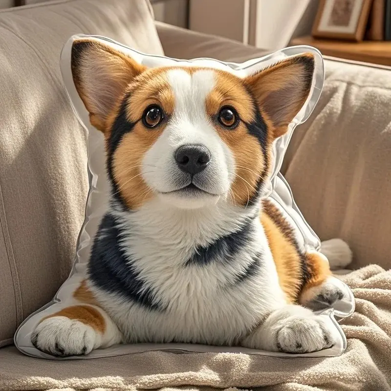 Personalized Pet Photo Plush - with Your Own Photo, Soft for Cats, Dogs, Rabbits - & Valentine's Gift, Animal Shapes, Keepsake with Your Pet's Face & Name - Ideal for Bed or Couch