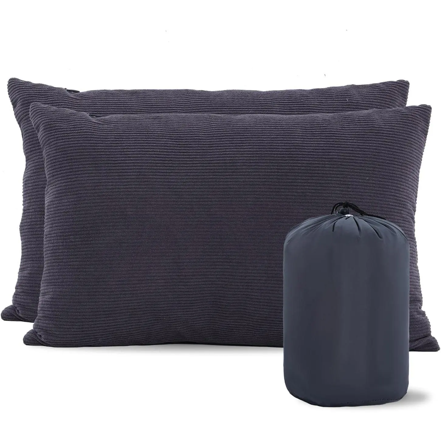 Camping Pillows 2 Pack, Supportive Pillow for Sleeping, Compressible Lightweight for Camp and Travel, with Removable Pillows Cover & Carry Bag, Medium Size