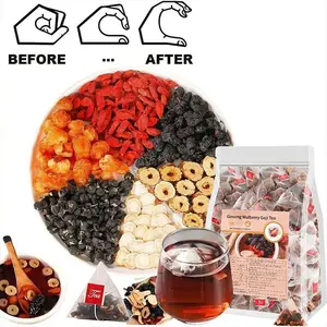 Daily Liver Detox Tea – Organic Ginseng Five Treasure Blend with Goji, Red Dates & Mulberry – Support Toxin Removal & Metabolism (50 Bags) Natural Antioxidant Herbal Beverage Sweet