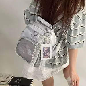 Transparent Cosplay Ita Backpack - PU/Nylon Material, Multi-Size Cute Lolita DIY Badge Display Bag, Crossbody/Shoulder Handbag for Comic Exhibitions, Cos Use