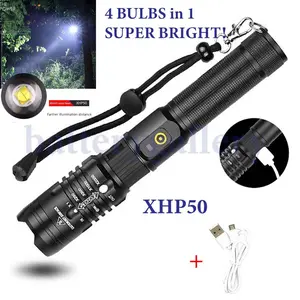 Rechargeable 250000 High Lumens LED Flashlight - Super Bright - Tactical Zoom