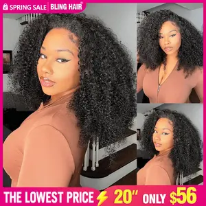 [3 In 1 Half Wig] Glueless Human Hair Wig 250% Density Human Hair Machine Made Wigs Glueless Curly Hair Half Wigs for Women 180% Density Human Hair Natural Color SpringStatements
