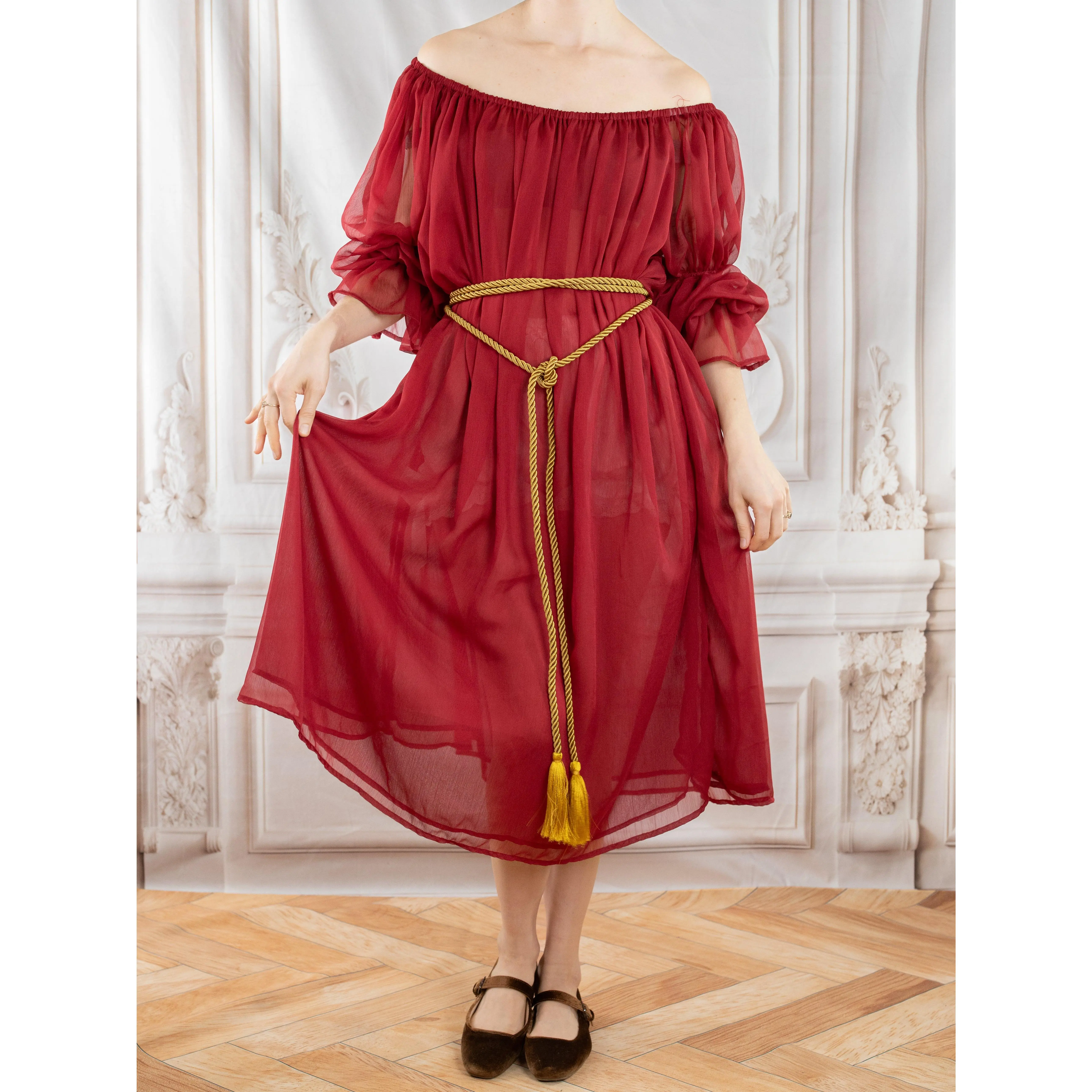 Red Chiffon Chemise