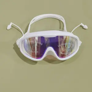 Unisex Waterproof Swimming Goggles Anti Fog Sun Protection Large Frame Protective Swim Glasses Electroplated Diving Goggles HD Lenses Comfort Fit Grade UV Block