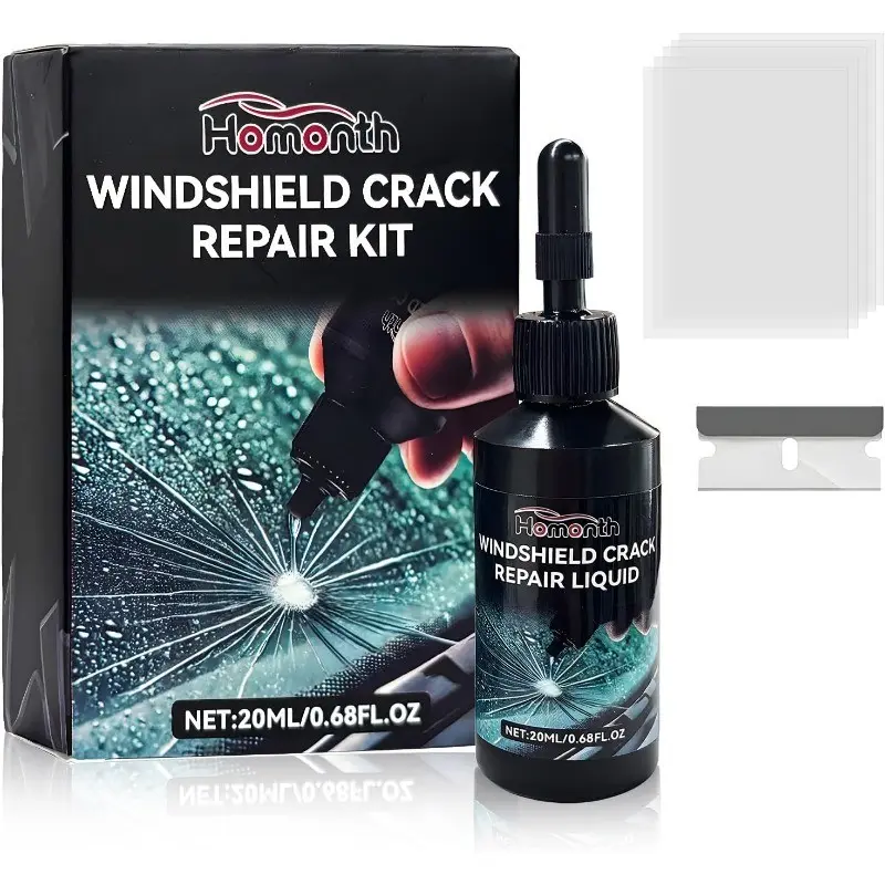 Car Windshield Crack Repair Agent, Windshield Crack Adhesive, DIY Glass Repair Fluid, Windshield Repair Liquid, Cleans & Restores Clear Vision, No Professional Tools Needed