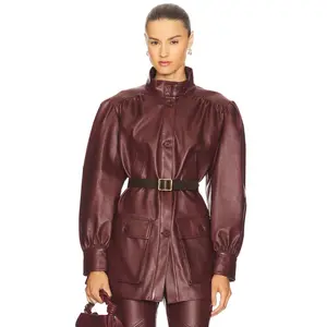 Bardot Clements Faux Leather Jacket in Burgundy