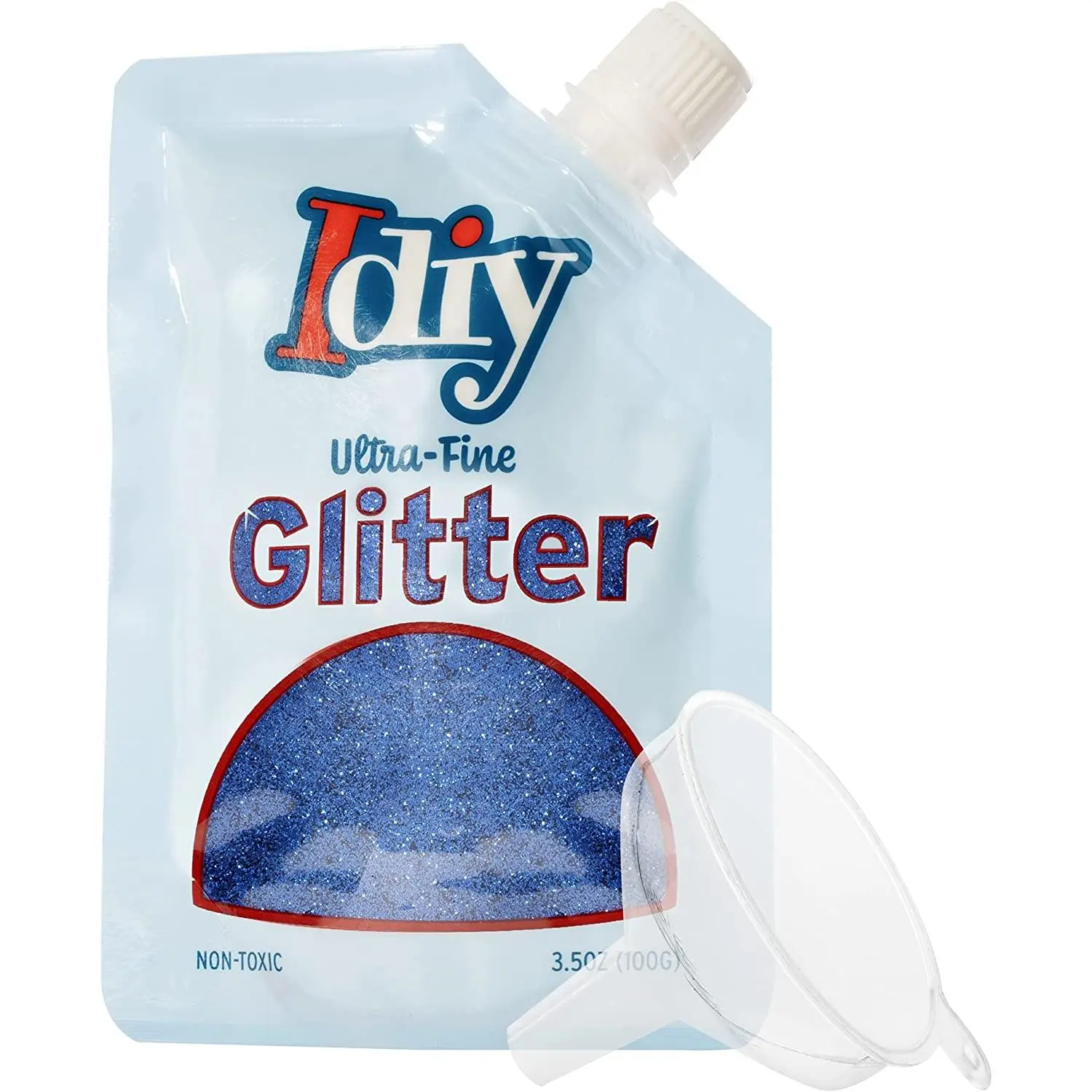 iDIY Ultra Fine Glitter (100g, 3.5 oz Pouch) w Easy-Pour Bag & Funnel- Indigo Blue Non-Toxic, DIY Arts & Crafts, School Projects, Resin, Card Making