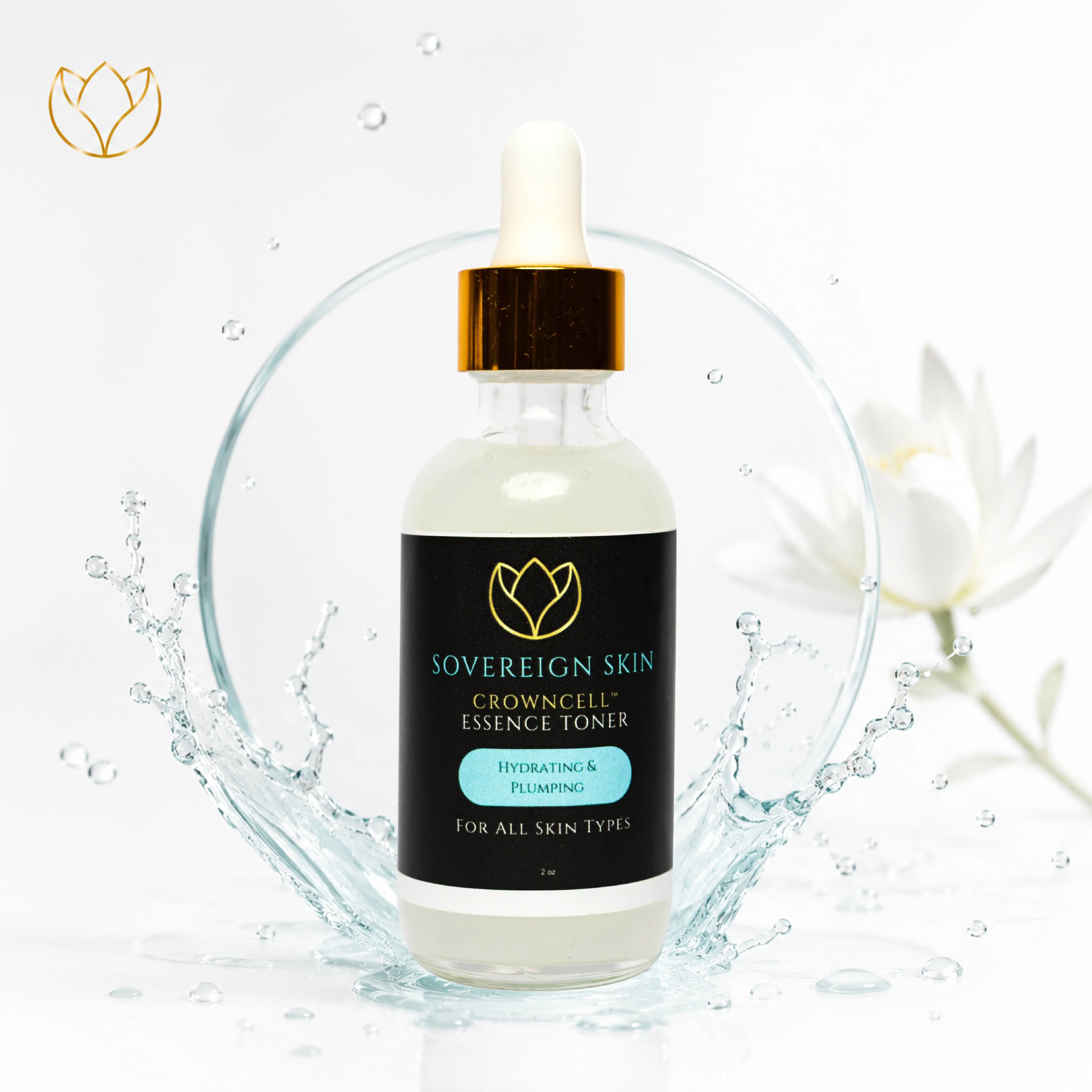 Sovereign Skin CrownCell Essence Toner — Peptide-Infused Hydrating Treatment Toner | Plumping & Firming Toner for All Skin Types
