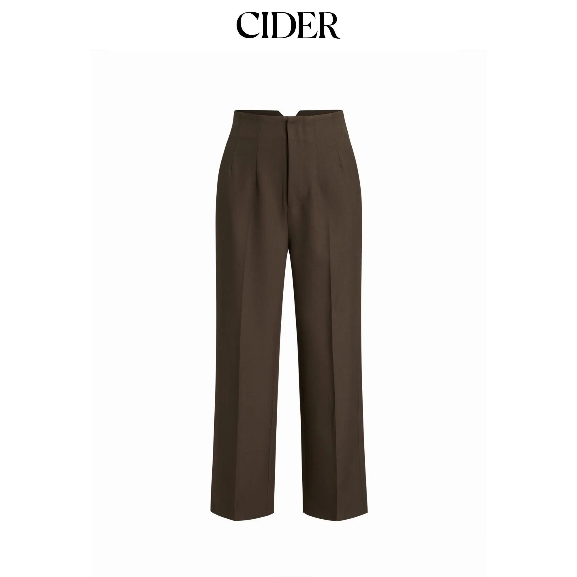 Cider Women's Mid Rise Tapered Trousers, Fitted Casual Pants with Asymmetrical Waist Detail, Stylish Everyday Bottoms, Bottom, Tapered Pants, High Rise, All Seasons, Fitted Cut, Polyester Mix, Slant Pocket