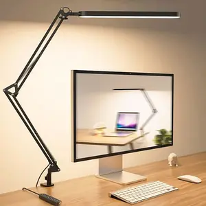 LED desk lamp, foldable desk lamp with timer function, black/white tri color LED reading light, touch sensitive, night light suitable for learning, desk, study, office, Adjustable Lighting