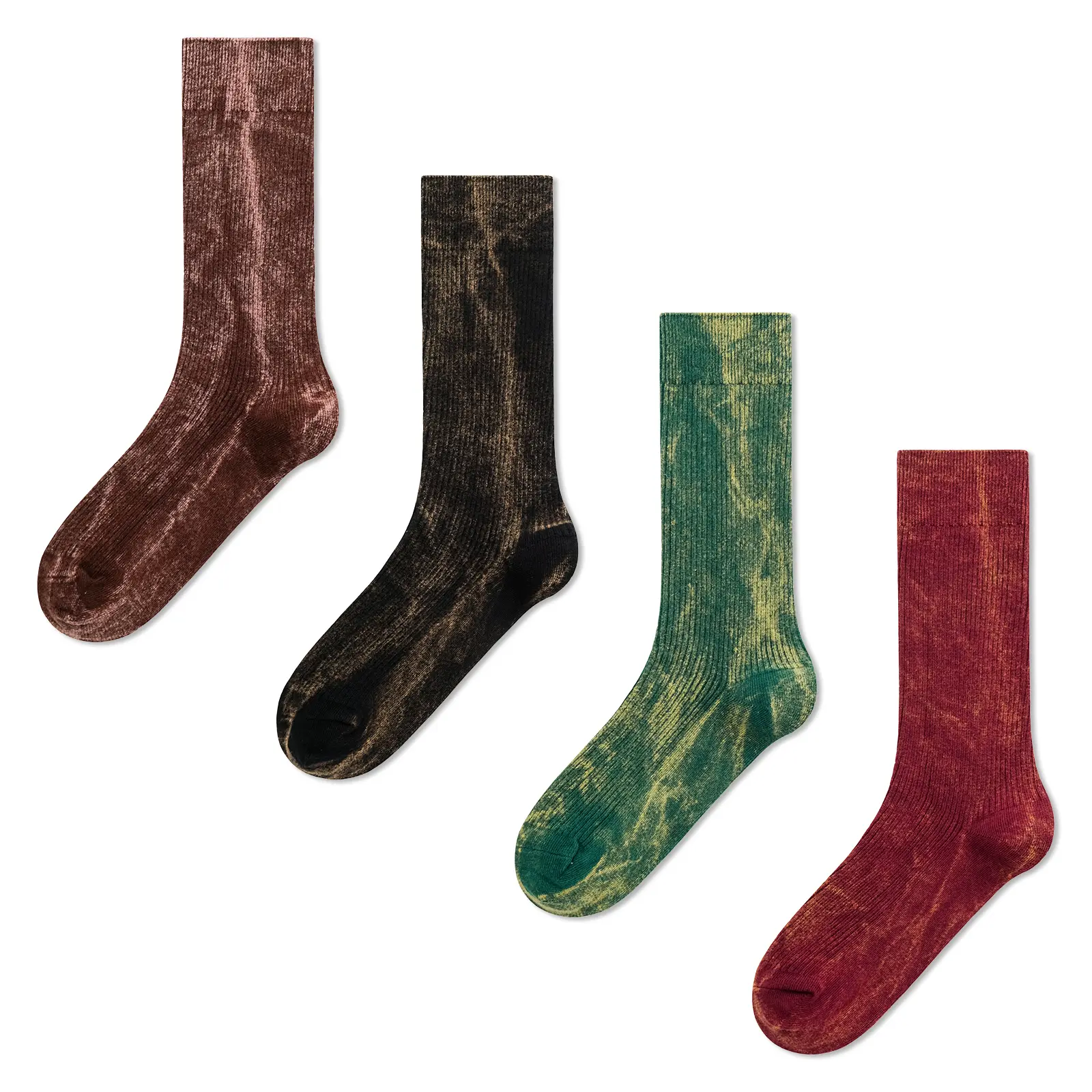 Gaoso Women's Tie Dye Crew Socks 4 Pairs Vintage Casual Athletic Novelty Ankle Socks