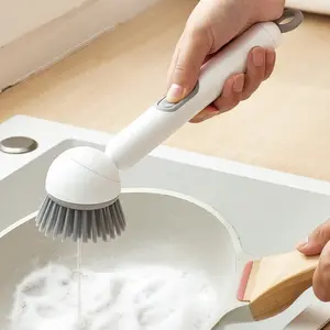 6-in-1 Dish Brush with Detergent DispenserAdjustable Angle Rotating Scrub Functionfor Pots Pans Dishes Utensils Wall MountIdeal for Sink Stove Cookware KitchenCleaning Soap Sponges - Pad