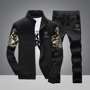 Sports Leisure Stand Collar Jacket - Grey Sports Jacket with Gold Embroidery & AR logo men's fashion tracksuit