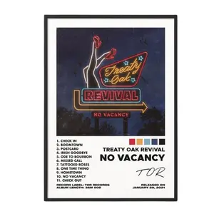 2 Color Options - No Vacancy by Treaty Oak Revival Poster No Frame / Album Cover Poster / Music Gift / Music Wall Decor / Album Art / Decor Home(Note: Frame shown for display only)
