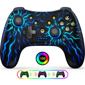 Switch Controllers,Wireless Switch Pro Controller for Switch/Lite/OLED/iOS/Android,Rechargeable Wired PC Gaming Controller with Cool LED Light, 6-Axis Gyro,Turbo, 4-Speed Vibration