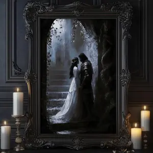 Persephone and Hades Wall Art, Love in Darkness, Greek Mythology Print, Greek Goddess Poster, Mythology Decor, Divine Art, Hades Poster -  16x24 inch (40x60cm) Unframe Canvas Poster Room Gifts Colorful Ornaments Decoration Artistic