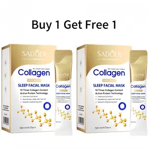 【Buy 1 get 1 free】 Collagen Sleep Mask, Collagen HydrationMask, 20pcs Night Repair Face Mask, EasyAbsorption, Non-Irritating, Unisex, Portable, NoWash Needed