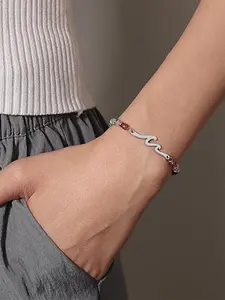 Stylish Minimalist Stainless Steel Wave Beaded Bracelet, Perfect Birthday Gift for Friends Family Couples, Suitable for Any Occasion Wear