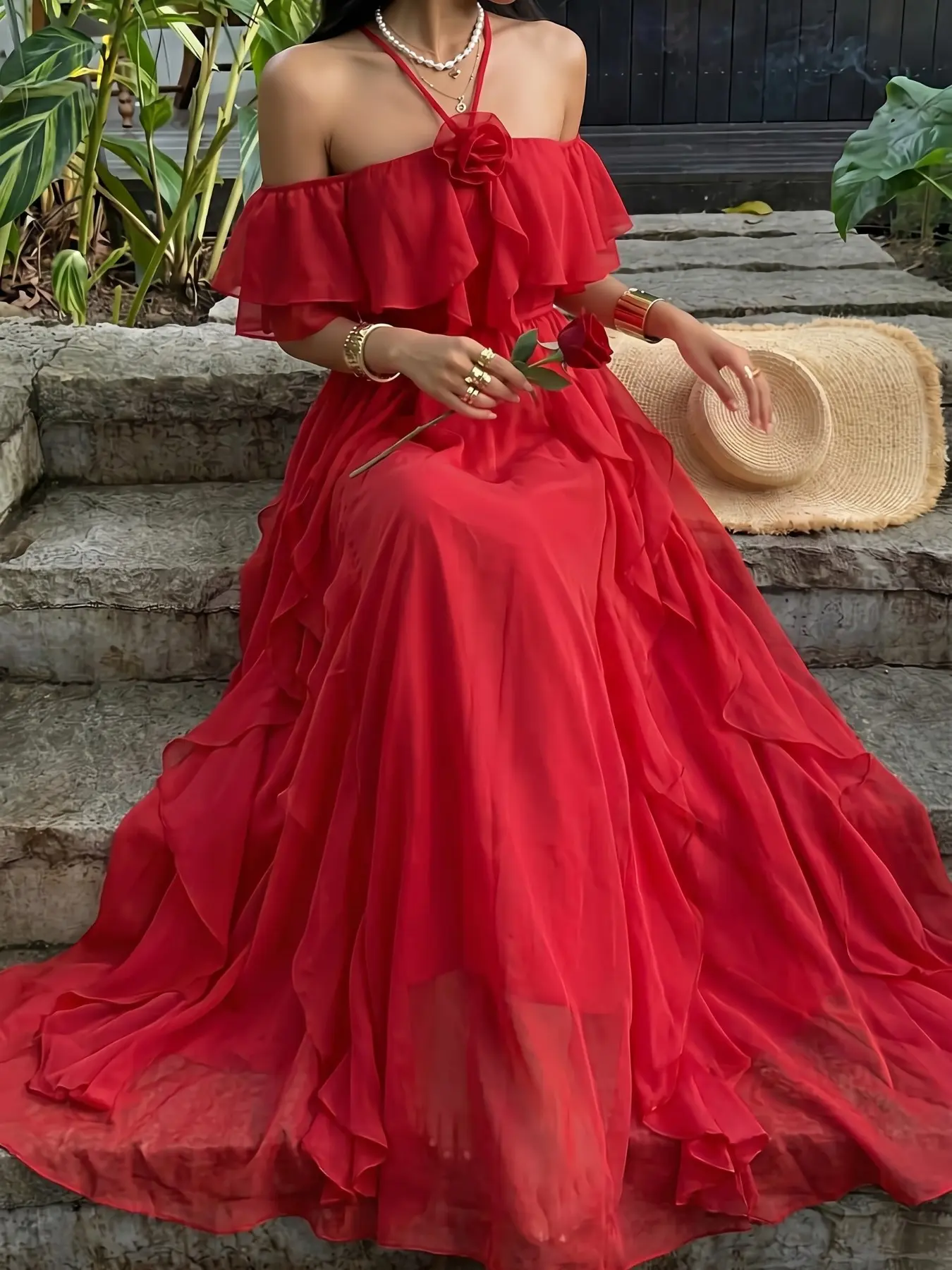 orange flowy dress - TikTok Shop