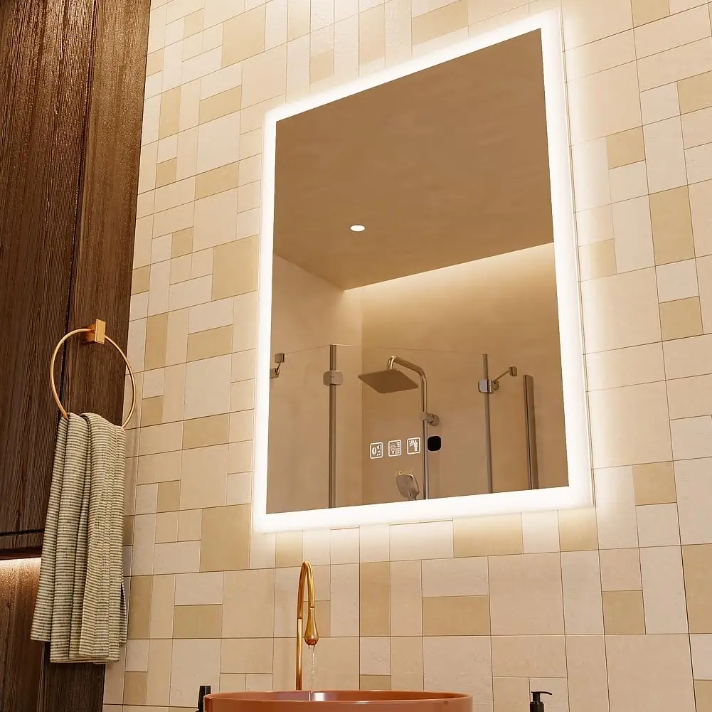 24 x 32 inch LED Bathroom Mirror with  Speaker, Induction  Light  Vanity Mirror Wall Mounted, IP44  Anti Fog Vertical & Horizontal