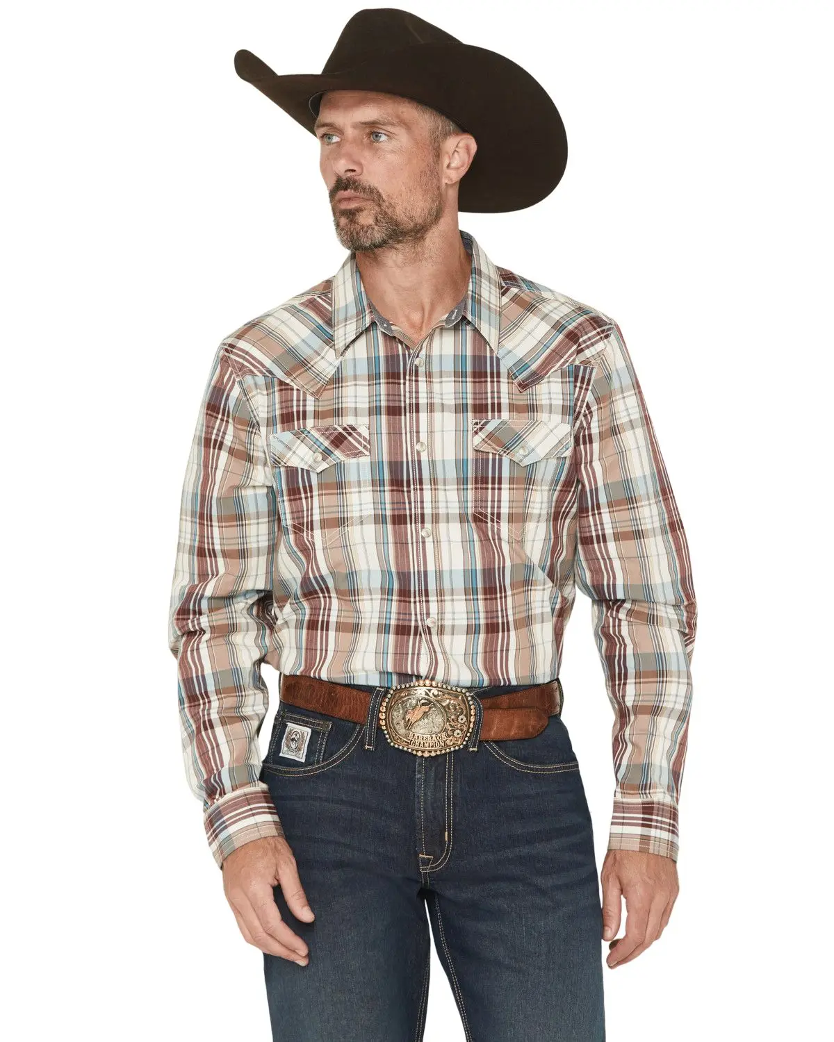 Cody James Men's Men'S Ridge Rider Plaid Print Long Sleeve Snap Western - Cjho25w20-Tan