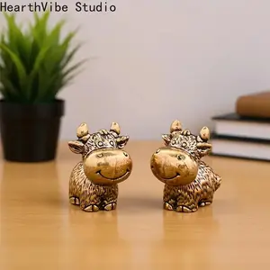 2026 Small Bronze Cow Desktop Decoration Expressive Mini Metal Statue Durable Indoor Outdoor Home Office Decor Unique Gift Idea Collectible Figurines