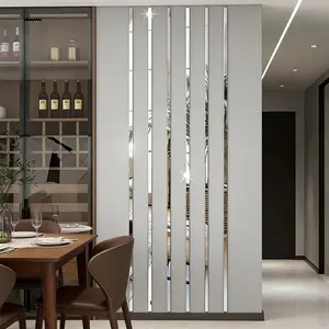 10pcs， Silver long acrylic mirror wall sticker, 3x50cm self-adhesive waistline decorative strip, DIY hole free and easy to install, used for fashionable decoration, living room, bedroom, ceiling frame, TV background wall, beautiful seam sticker