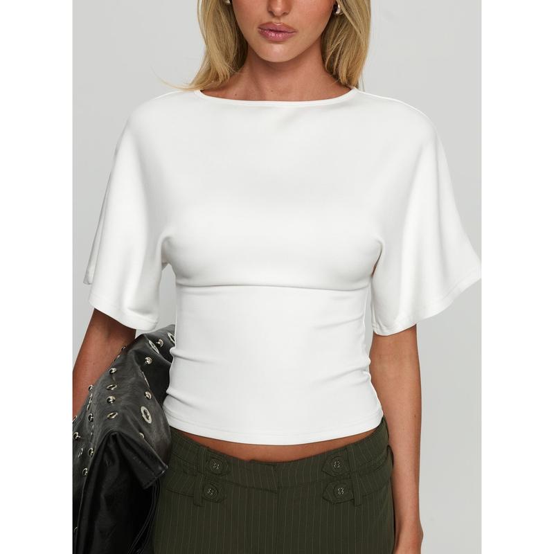 Arazia Cinched Short Sleeve Top White