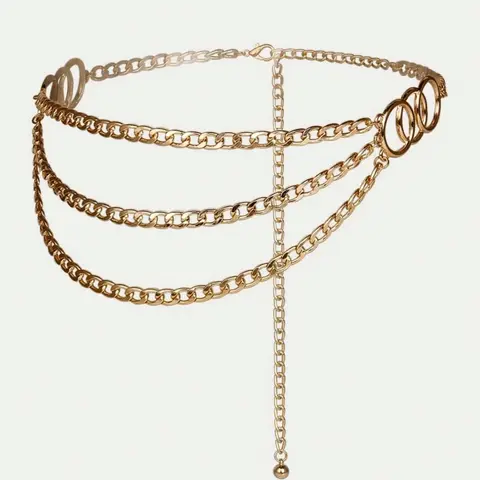 Multi-Layer Chain Belt for Women, Adjustable Waist Chain, Decorative Waistband for Skirts, Unique Metal Waistchain Accessory, Maximalist Jewelry, Party Style, Body Chain, Bling Chain, All Seasons, Body Jewellery