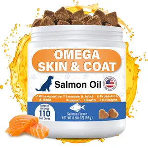 Omega 3 Skin & Coat Support Soft Chews, Daily Vitamins for Dogs – Stop Shedding & Relieve Itchy Skin, Promotes Shiny Coat & Hip Joint Health with EPA, DHA, Biotin for All Breeds, Puppy Food Supplement, Puppy Probiotic, 200 Count