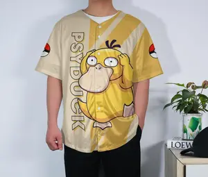 Psyyduck Baseball Jersey Funny Psyyduck Baseball Shirt Adult Unisex Baseball Jersey Button-Up Jersey Psyyduck Shirt Gifts