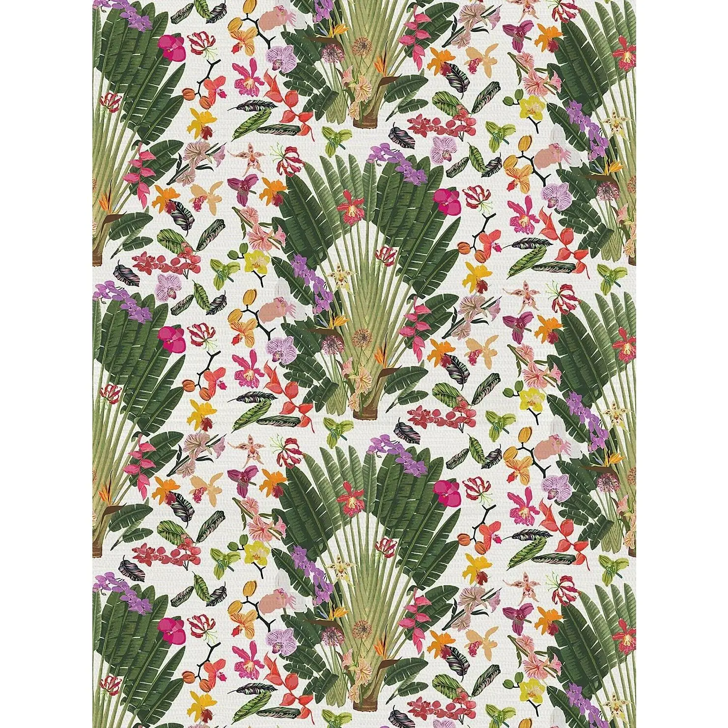 Fantasy Tropical White Fabric