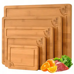 Bamboo Chopping Board Set 3 Piece 5 Piece Space Saving Kitchen Essentials with Juice Grooves Durable Knife Friendly Cutting Board for Small Kitchens and Apartments