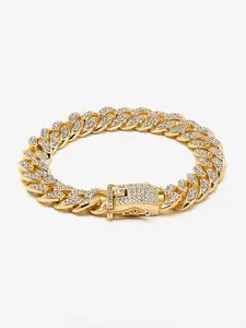 Bold Rhinestone Cuban Link Bracelet, Shiny Crystal Iced Out Chain Wristband, Punk Statement Jewelry for Everyday Wear, Street Style