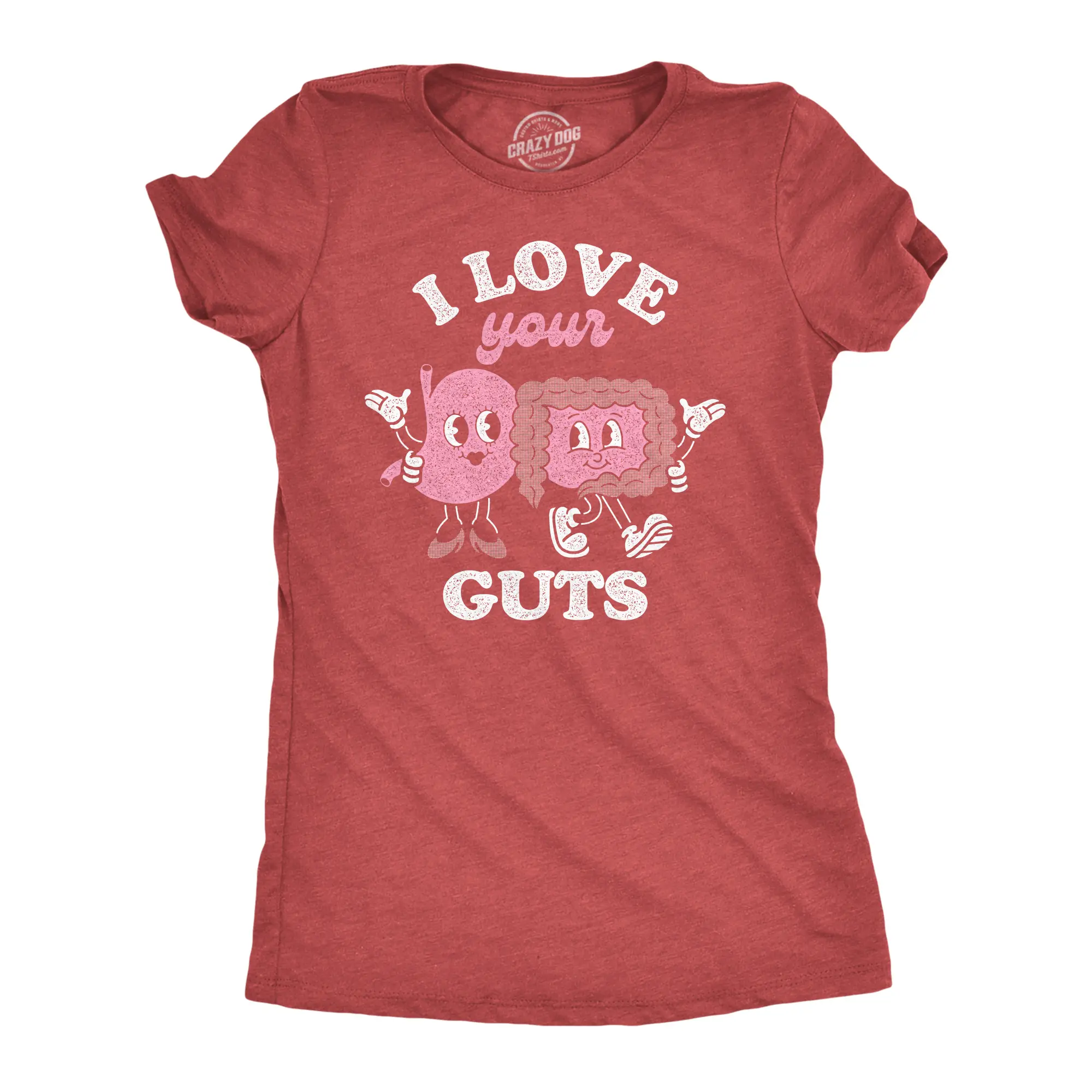Womens Funny T Shirts I Love Your Guts Valentines Day Graphic Tee for Ladies Funny Womens T Shirts Cute Vintage Fashion Casual Ladies T-Shirt Gift Love Tops for Women Funny Sarcastic Top Women's Novelty Tees Red - I