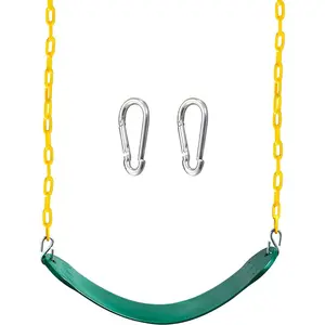 Heavy Duty Swing Seat Green Color with 66" Chain, Swing Set Accessories Replacement with Snap Hooks for Kids Outdoor Play Playground Trees, Swing Set