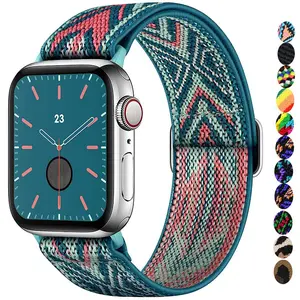 Elastic Band Compatible with Apple Watch Bands 38mm 41mm 40mm 42mm 44mm 45mm 49mm, Adjustable Stretchy Nylon bands for iWatch Series 9 Ultra 2 8/7/6/5/4/3/2/1 SE Strap for Women men Accessories Wearable